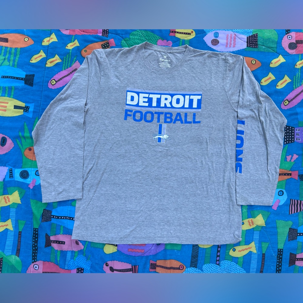 Detroit Lions NFL Football Gray Long Sleeve XL tee by fanatics